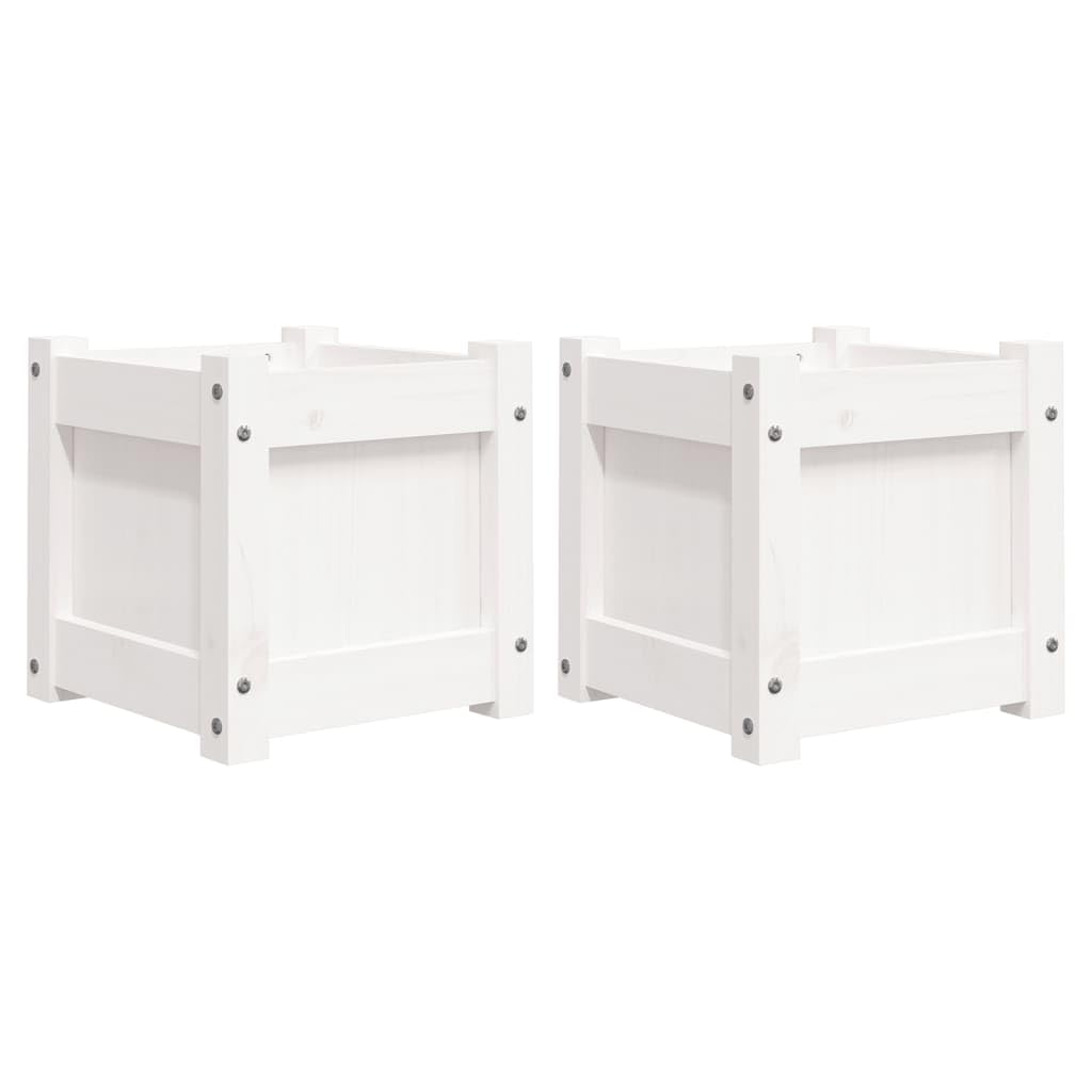vidaXL Garden Planter - White - Solid Pine Wood - 31cm
