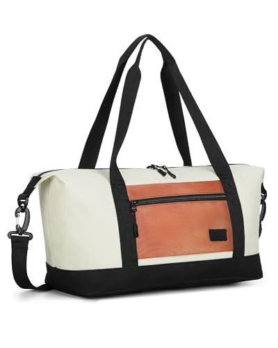 Weekender Bags for Women, Stylish Travel Duffel Bag with Removable Waterproof Pouch & Adjustable Strap, Cabin Bags 40x20x25, 20L Underseat Holdall Travel Bag-Cinnamon Tricolo