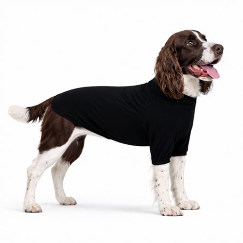 LoveLongLong Spring Summer Cooling Dog T-Shirt with UV Protection and Moisture-Wicking Fabric Blank Color Black L
