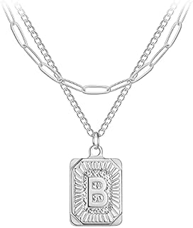 LIKGREAT Layered Initial Necklaces for Women A-Z Letter Alphabet Pendant Necklace Paperclip Chain Initial Choker Necklace Layered Adjustable Necklaces Jewellery for Girls