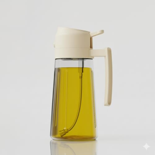 Image of Clazkit 2-in-1 Oil Dispenser & Sprayer for Kitchen, 500ml Food-Grade Plastic Oil Bottle with Non-Drip Spout, Ergonomic Grip, Leak-Proof Lid, Easy Refill Wide Mouth, Lightweight
