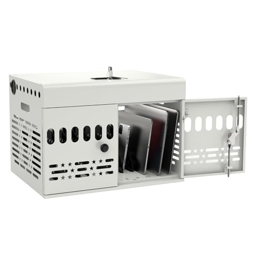 Image of Meteteel 12 Device Tablet Charging Station Lock Box for Chromebook White