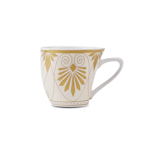 Image of Dandy Lines Alpine Gold Rajasthan Design Cup and Saucer Set, Luxury Tea Set with Saucer, Ceramic, Pack of 12, Microwave & Dishwasher Safe, Great for Hosting & Gifting