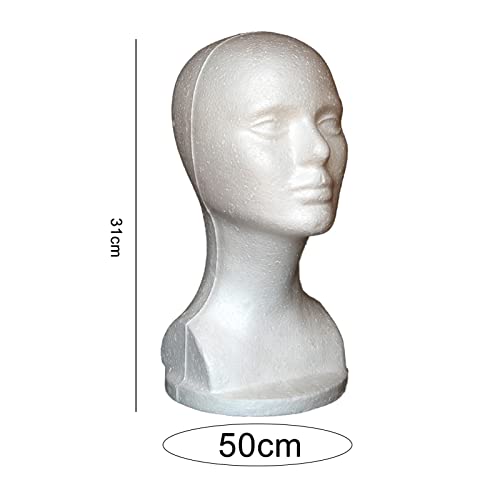 12" Styrofoam Wig Head - Tall Female Foam Mannequin Wig Stand And Holder - Hair Jewelry Wig Display Manikin Head Stand Model For Shop - 12" #TOP5