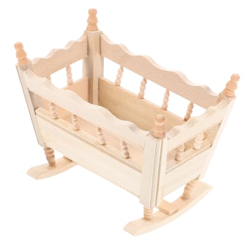 NOLITOY ミニ ハウス ベッド ミニチュア ゆりかご ミニ ハウス サプライ 愛らしい ミニ 家具 木 ミニ 家具 木製 ゆりかご 模型 ミニ 家具 模型 愛らしい ミニチュア