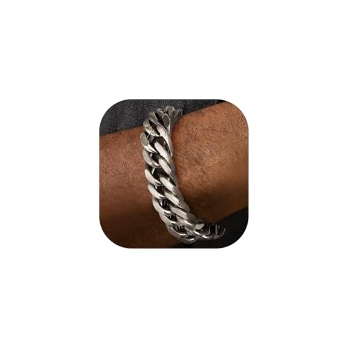 FaithHeart Cuban Link Bracelet for Men - 8/12/17mm Width Stainless