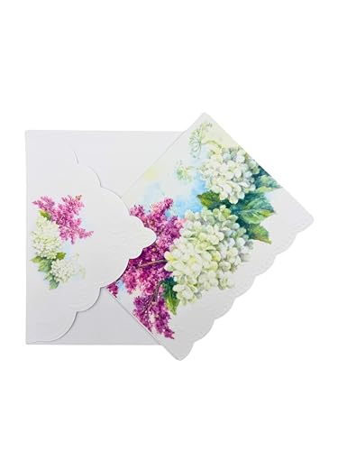 Image of Poster Foundry White Hydrangeas Boxed Note Cards by Carol Wilson. 10 embossed 4x5 Die-Cut Notecards and Matching Envelopes in Decorative Gift Box with Magnetic Flap. NCP2469