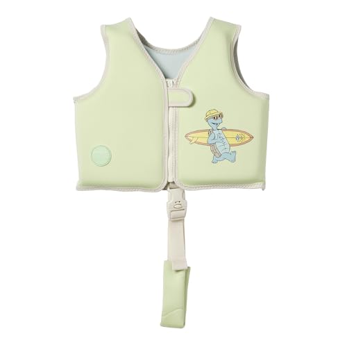 SUNNYLiFE Swim Vest - Constructed with Neoprene Plus a Secure Front Zip and Develop Water Confidence. | Toddler Swim Vest (Shred Turtle | Aqua, 2-3)
