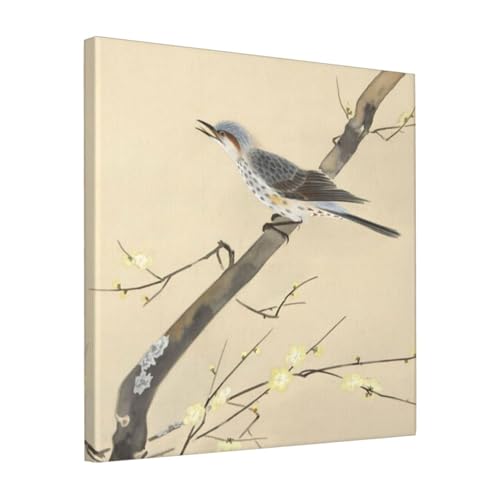 絵画 フレーム装飾画 板倉星光 蝋梅ニ鵯 キャンバスアート アートパネル 壁画 壁掛け 絵 モダンアート 版画 壁飾り 世界の名画 ポスター 40x40cm