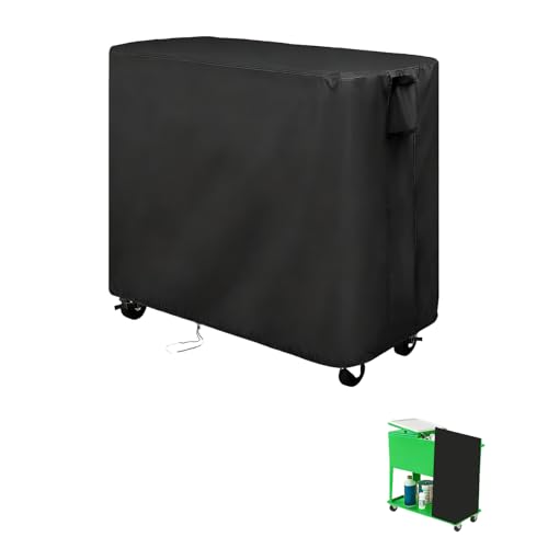 Kingling Cooler Cart Cover for Keter 89.8 Quart Patio Cooler Cart, Waterproof Outdoor Cooler Cart Cover for Rolling Ice Chest Cooler with Wheels, Backyard, Grill Table, Black - 38''L x24''W x35''H