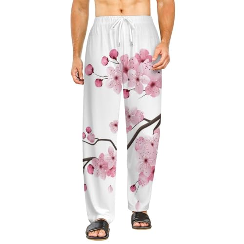 Bas de pyjama femme long avec poches et motif fleuri élégant taille S
