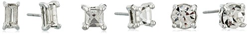 GUESS "Basic" Silver Crystal Mini Baguette Trio Set Stud Earrings