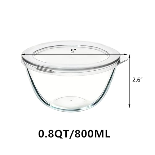 Set de 4 tazones de vidrio redondos de 5 pulgadas con tapa miniatura 2