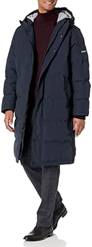 DKNY Men’s Arctic Cloth Hooded Extra Long Parka Jacket
