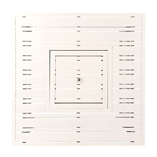 Image of Square 32 in. x 32 in. Aluminum Propane Fire Pit Table with Glass Beads, Two Covers, Lid, 37,000 BTUs in White Finish