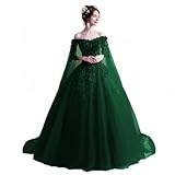 LEJY Women's Off Shoulder Quinceanera Dresses Masquerade Ball Gowns Sweet 16 Prom Dresses Dark Green-2 16