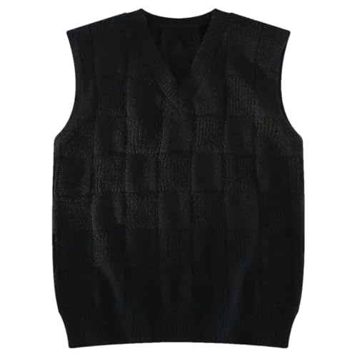 Retro Men's and Winter Loose Knitted Vest V-Neck Sleeveless Fashion Knitwear Pullover
