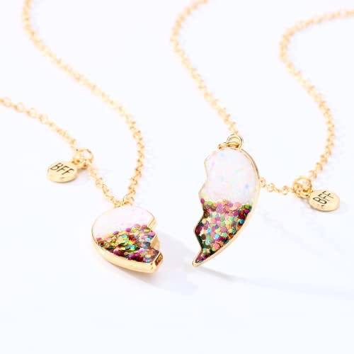 Best Friends Necklace for 2 Magnetic Split Heart Necklaces Set Friendship Gifts BFF Matching Pendant2