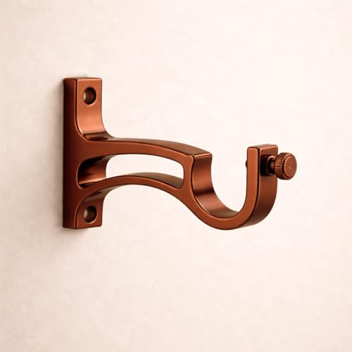 Image of Elite Aluminum Curtain Rod Brackets - Heavy-Duty Wall Mount Clamps for Curtain Rod Support for Door and Window Curtain Rods with Screw and Wall Plug - Pack of 2PCS (Rose Gold ARC)