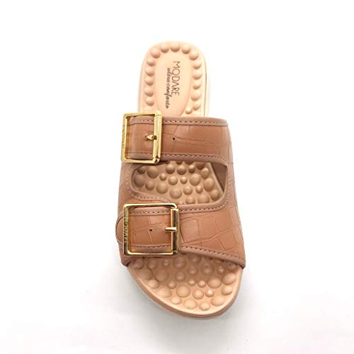 Tamanco Chinelo Modare Conforto Palmilha Massageadora Bege Cor:Marrom;Tamanho:35