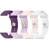 Meliya 20mm 22mm Watch Bands Quick Release Replacement Wristband, 4 Pack Soft Silicone Sport Replacement Straps for Men Women (22mm, Purple+Light Purple+Pink Sand+White)