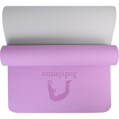 Image of Bodylastics Yoga Mat for Men and Women with Carry Bag TPE 6ft x 2ft x 6mm Large Size Anti Slip & Anti Tear Workout Mat