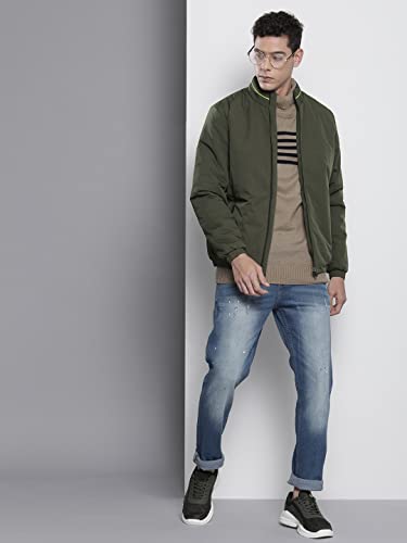 Image of The Indian Garage Co Men Slim Fit Solid Puffer Jackets