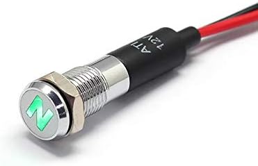 PL8MS 8mm 5/16″ 12V LED Metal Signal Indicator Pilot Dash Light with Symbols (Neutral)