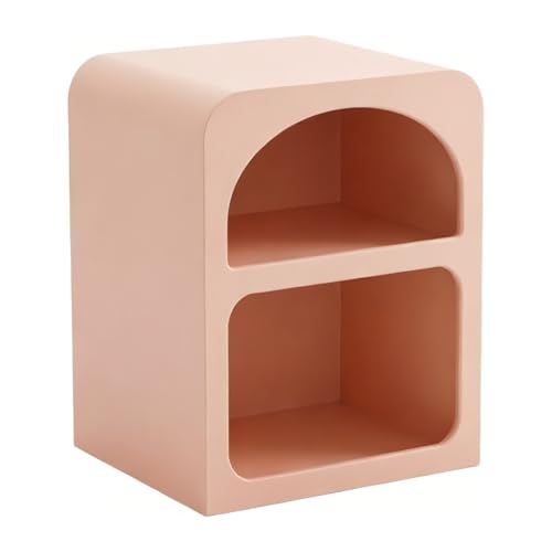 YHxFlux Dormitorio Mesa de Noche Mesita de Noche geométrica con Dos Compartimentos Abiertos for Almacenamiento en el Dormitorio(Pink,Pequeño)