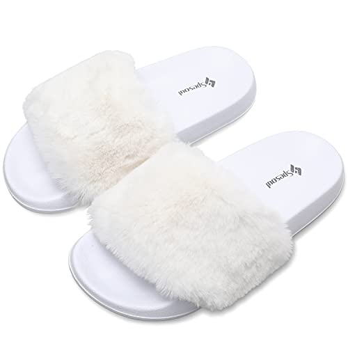 Image of Spesoul Slides for Women Womens Slippers Fur Fuzzy Fluffy for House Bedroom