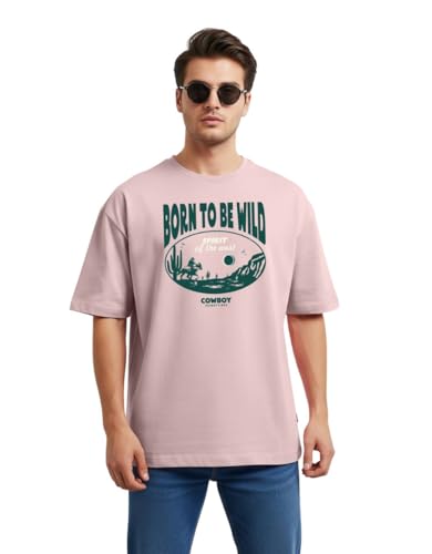 Image of Cotton Blend Oversized Baggy Fit Drop Shoulder Round Neck Graphic Printed Half Sleeve T-Shirt Combo for Men (Pack of 3)