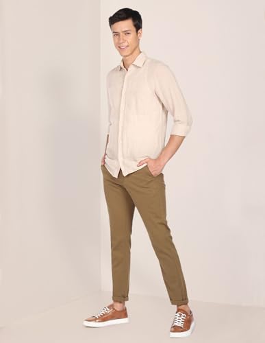 Image of U.S. Polo ASSN. Men's Regular Solid Textured Austin Trim Fit Mid Rise Casual Trousers