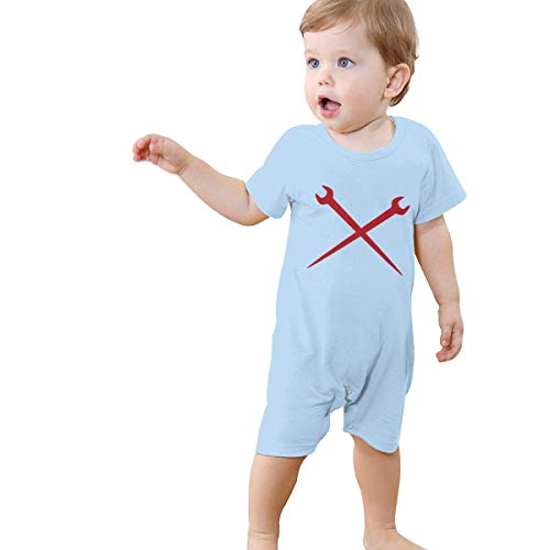 SDHEIJKY Baby Short Sleeve Bodysuit, Ironworker Crossed Tools Baby Boys Girls Onesie Clothes Sky Blue