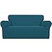 Easy-Going Stretch Sofa Slipcover 1-Piece Couch Sofa Cover Furniture Protector Soft with Elastic Bottom for Kids,Pet. Spandex Jacquard Fabric Small Checks(loveseat,Peacock Blue)