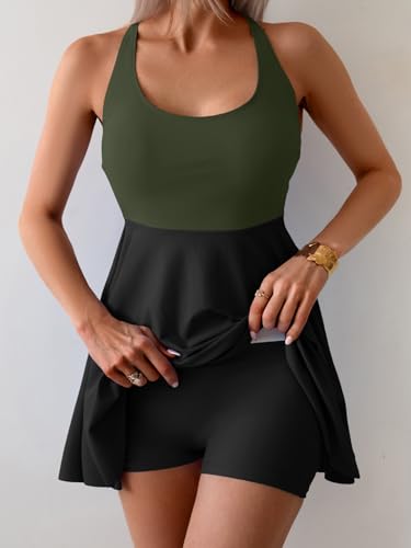 Image of B2prity Women's One Piece Swimsuits Tummy Control Skirt Swimdress