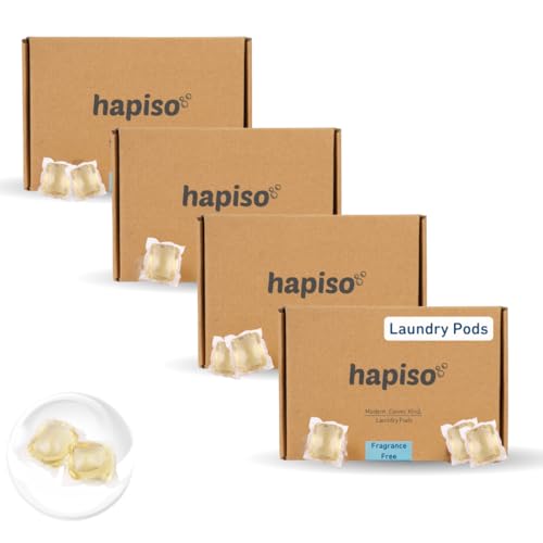 Image of Hapiso Laundry Pods Fragrance Free Liquid Detergent | 5-in-1 Pods, Detergent Pods for Washing Machine | Front & Top Load | Tough on Stains & Odour | 60 Eco-Friendly Washing Pods