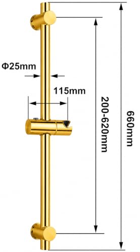 Image of AQUIEEN Sliding Rail for Hand Shower - Premium Height & Angle Adjustable Hand Shower Holder | Wall Mounted Shower Slider Bar for Home, Hotels & Luxury Bathrooms (Gold)