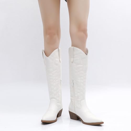 GLOBALWIN Women's Knee High Long Pointed Toe Western Cowboy Boots For Women2