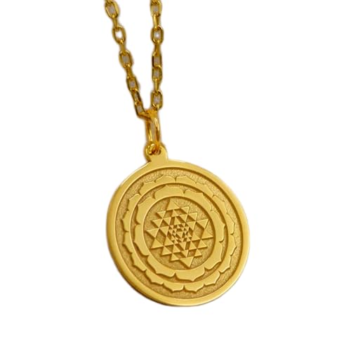 Collier Sri Yantra en argent plaqué or, pendentif gravé de luxe de 24 mm LKBEADS