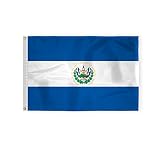 AGAS El Salvador with Seal Flag 2x3 ft - Printed Single Sided on 200D Nylon Stitched Edges Canvas Header Brass Grommets Fade Proof