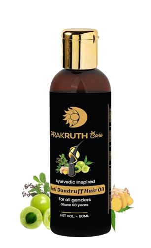 Image of Ayurvedic Inspired Anti Dandruff Hair Oil, 80 ml, Infused with Ginger, Tulsi, Amla, Neem