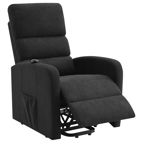 Sillón reclinable negro con almacenamiento lateral miniatura 4