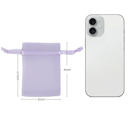 Image of QIANF 20 Pcs Lilac Purple Small Organza Bags 3X4 inch for Wedding Favors with Drawstring, Mini Mesh Gift Bags Jewelry Pouch for Candy Bridal Shower Party Favor Baby Shower Christmas