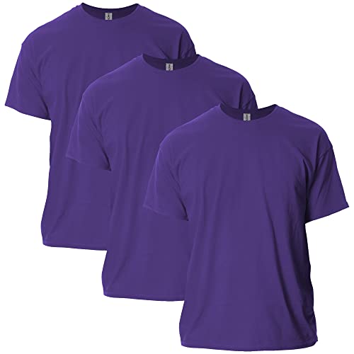 Gildan Adult Ultra Cotton T-Shirt, Style G2000, Multipack, Purple (3-Pack), 3X-Large