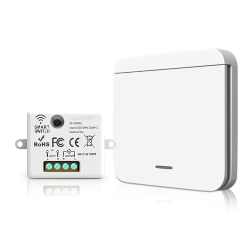RF433 Funk Lichtschalter Set, Funkschalter Batterielose 240V,...