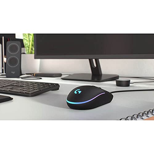 Logitech G203 Wired Gaming Mouse, 8,000 DPI, Rainbow Optical Effect LIGHTSYNC RGB, 6 Programmable Buttons, On-Board Memory, Screen Mapping, PC/Mac Computer and Laptop Compatible - Black