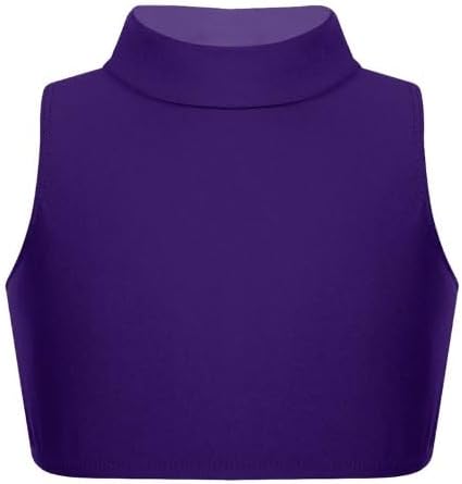 Gum & Berries Girls Turtle Neck Crop Sleeveless Vest Tank Top Lightweight Disco Dance,
