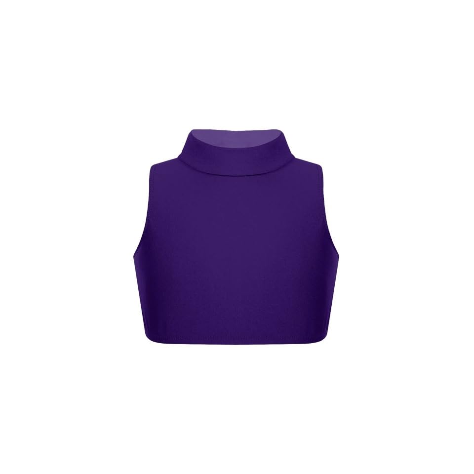 Image of Gum & Berries Girls Turtle Neck Crop Sleeveless Vest Tank Top Lightweight Disco Dance,