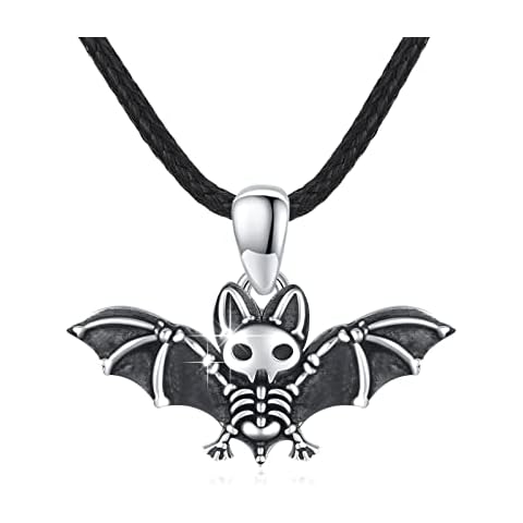 REDSUN Bat Necklace 925 Sterling Silver Bat Chain Gothic Vampire Pendant Gothic Jewellery for Women Men Teen Boys Girls, Sterling Silver Cover