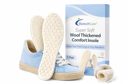 Biotech Care 100% Pure Wool Insoles for Men & Women &ndash; Warm Felt Shoe Inserts for Winter Boots...